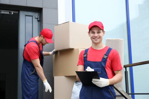 Reliable furniture pick-up service van at Battersea storage facility