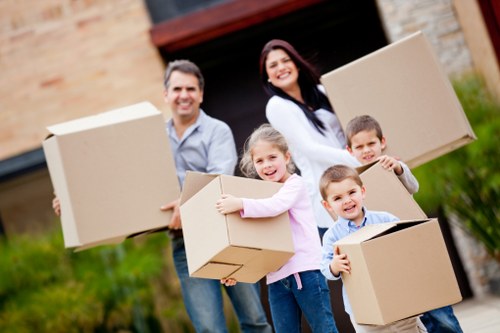 Professional movers handling items